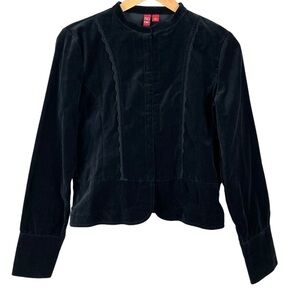 Y2K SO Black Velvet Peplum Blazer Jacket Size Large